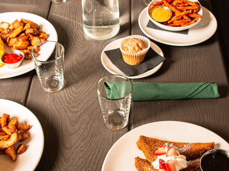 Catered breakfast spread